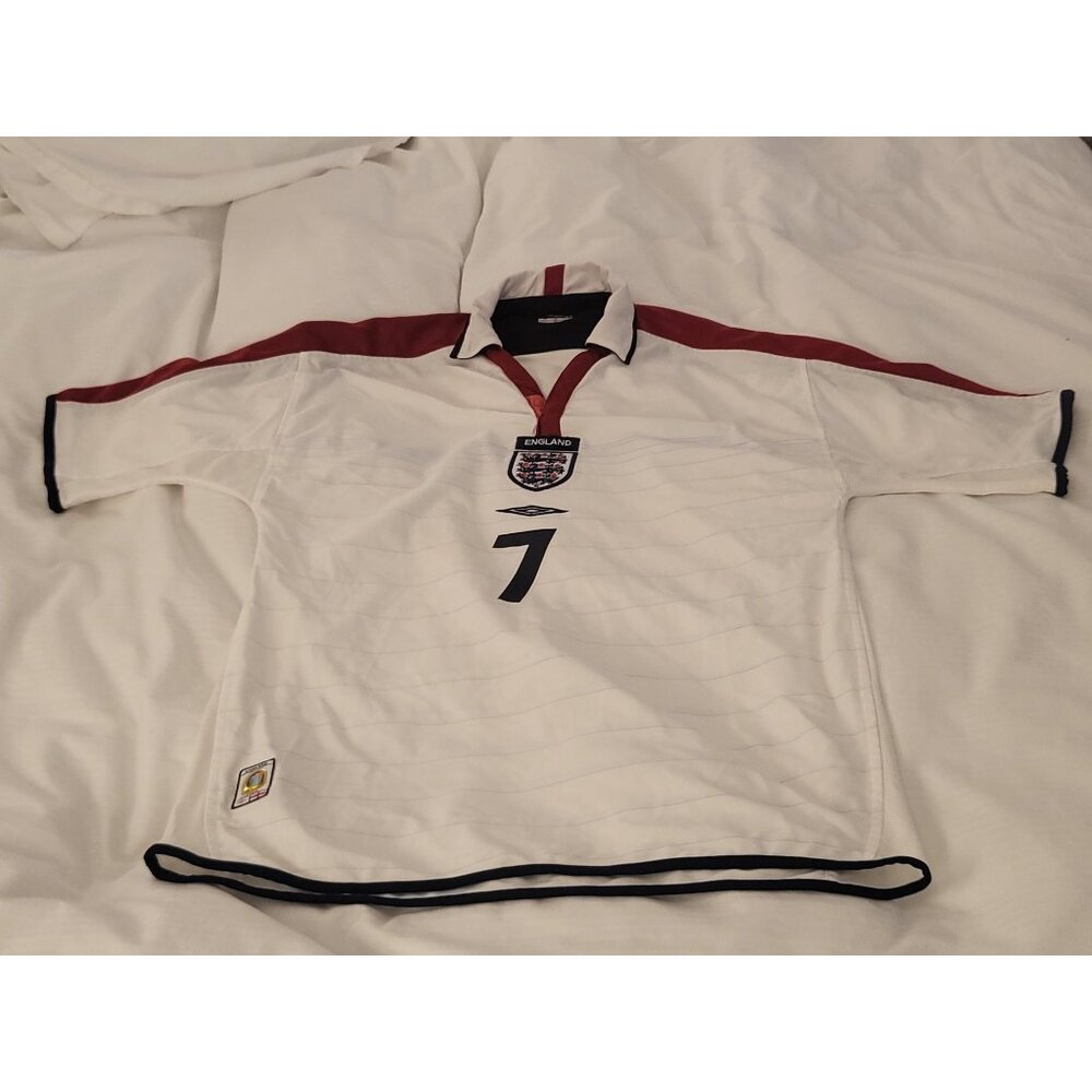 David Beckham Umbro 7 England Euro2004 Jersey Men‎ L Authentic Soccer Sportswear